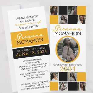 Invitación de graduación de fotografías Golden y B