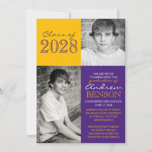Invitación de Graduación de Fotografías Púrpura y