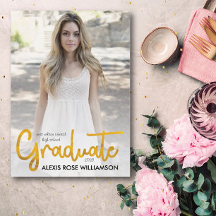 Invitación de graduación de fotos Black Gold de mo