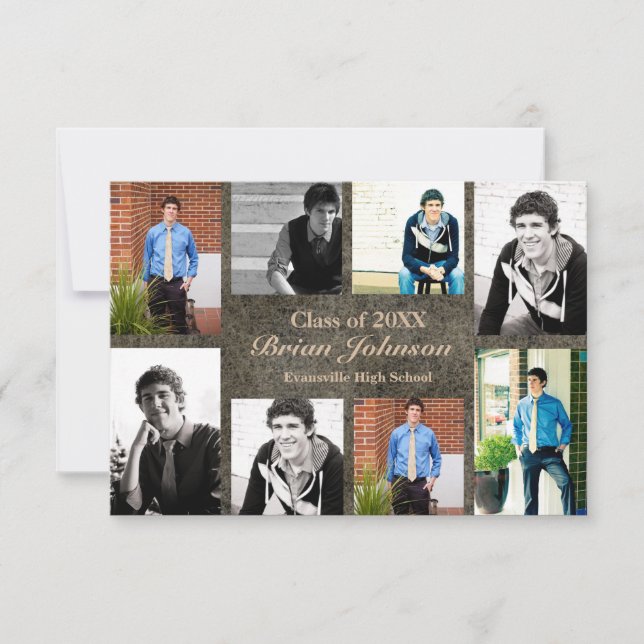 invitación de graduación de fotos de 8/9-cuero 3x5 (Anverso)