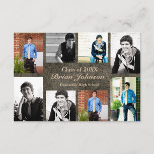 invitación de graduación de fotos de 8/9-cuero 3x5