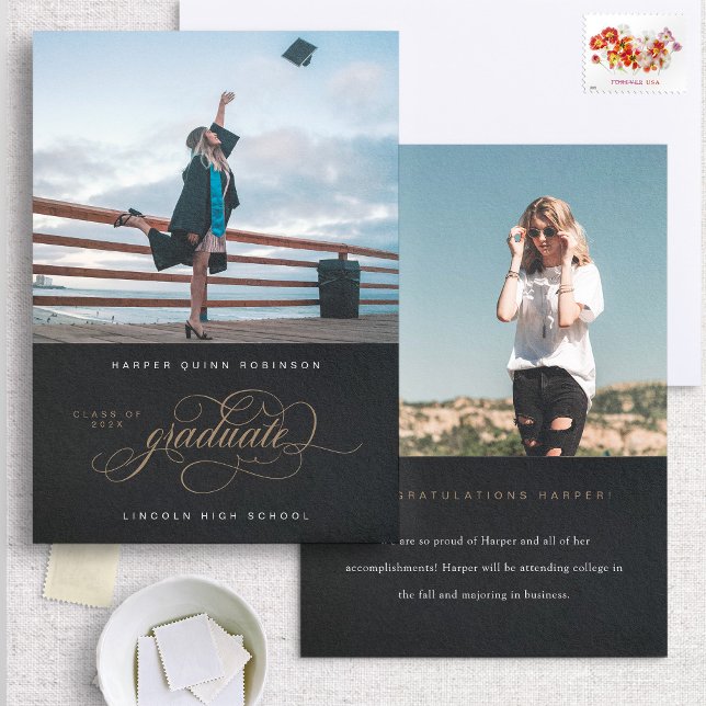 Invitación de graduación de fotos de elegancia flo (Subido por el creador)