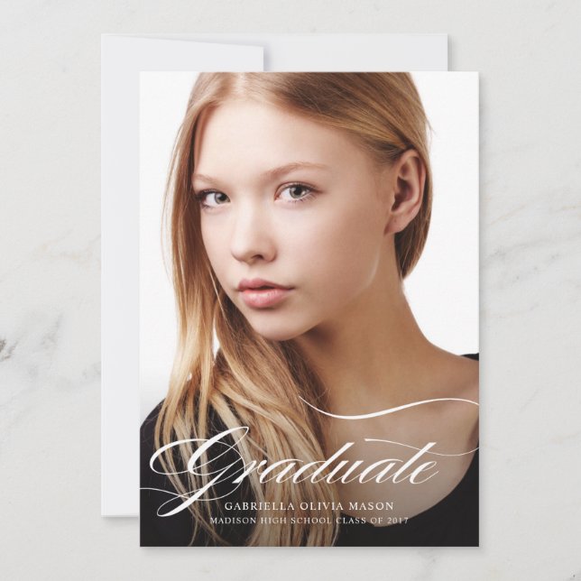 Invitación de graduación de fotos de elegancia mod (Anverso)