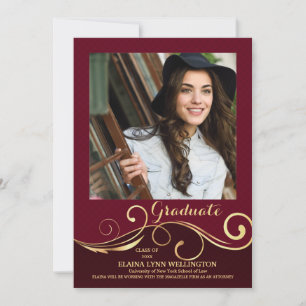 Invitación De Graduación De Fotos De Golden Swirls
