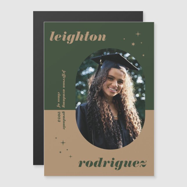 Invitación de graduación de fotos de Guay Magnet (Anverso/Reverso)