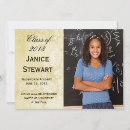 Invitación de graduación de fotos de mármol dorado