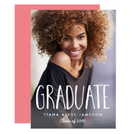Invitación de graduación de fotos de moda manuscri