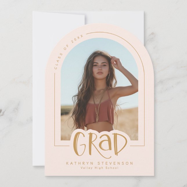 Invitación de graduación de fotos de oro rosado de (Anverso)
