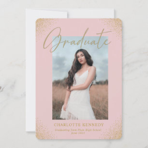 Invitación de graduación de fotos de Rubor Gold Co