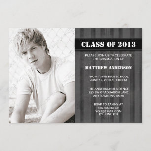 Invitación de graduación de fotos en franja gris