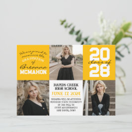 Invitación de graduación de fotos Gold Yellow Whit
