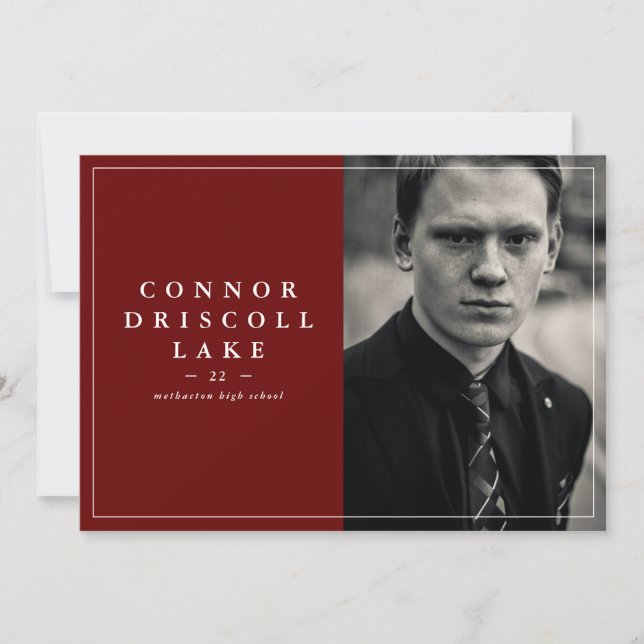 Invitación de graduación de fotos horizontal clási (Anverso)