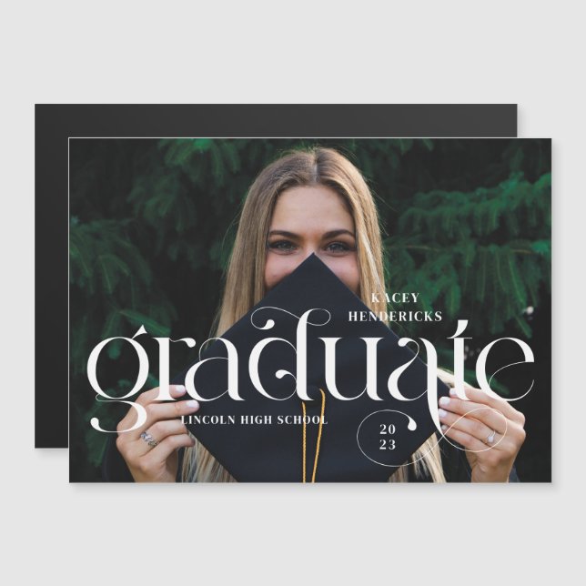 Invitación de Graduación de Fotos Magnética Swirl  (Anverso/Reverso)