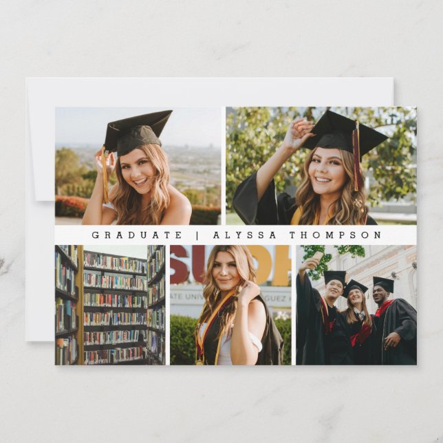 Invitación de graduación de fotos minimalistas (Anverso)