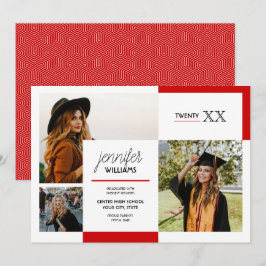 Invitación de graduación de fotos Red 3