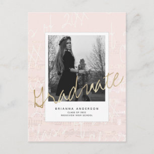 Invitación de graduación de fotos rosadas de la mú