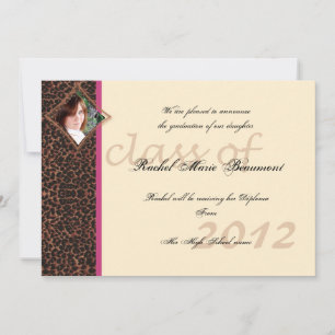 Invitación de graduación de fotos rosas y chitas