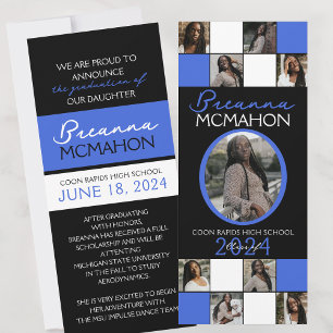 Invitación de graduación de fotos Royal Blue & Bla