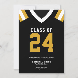 Invitación de graduación de fútbol de Black Gold J