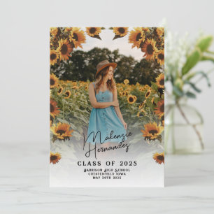 Invitación de graduación de girasol de país