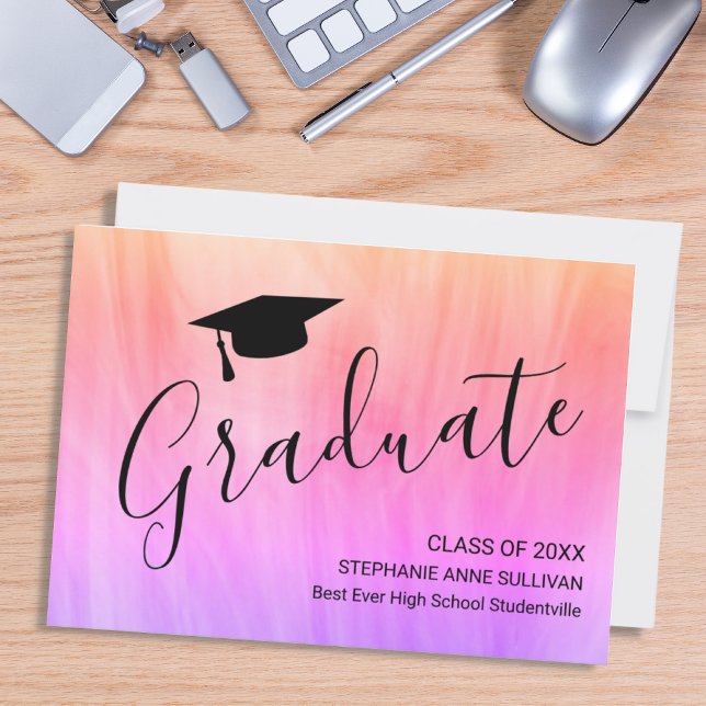 Invitación de Graduación de Girona Púrpura Rosa (Subido por el creador)