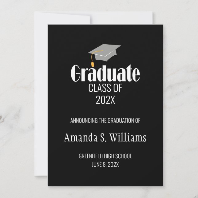 Invitación de graduación de Grad Cap (Anverso)