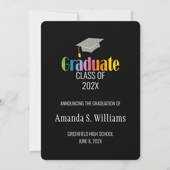 Invitación de graduación de Grad Cap (Anverso)