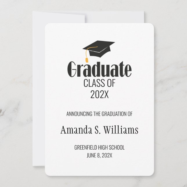 Invitación de Graduación de Grado Negro (Anverso)