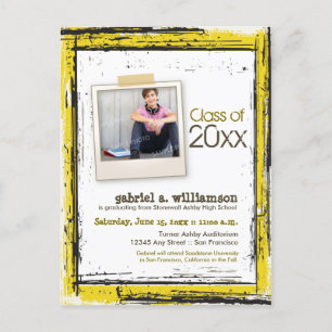 Invitación de graduación de Grunge de moda (amaril