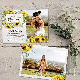 Invitación de Graduación de Guión de Foto Girasol