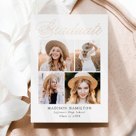 Invitación de graduación de guión elegante Rosa de