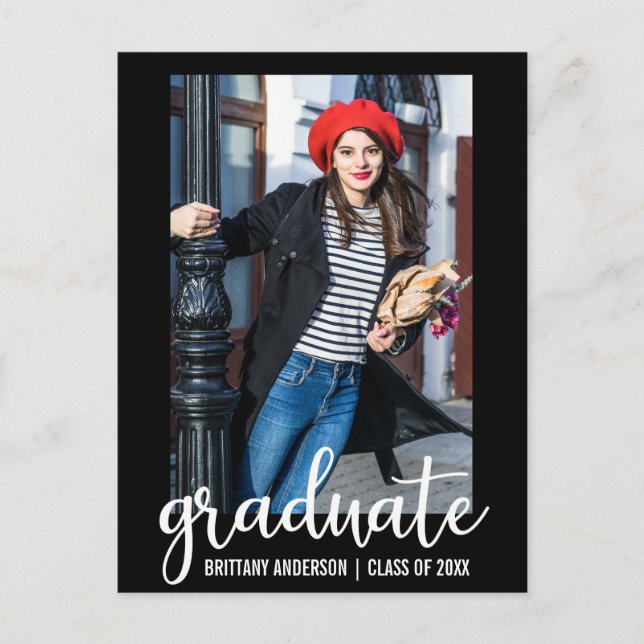 Invitación de Graduación de Guión Moderno Foto WB (Anverso)