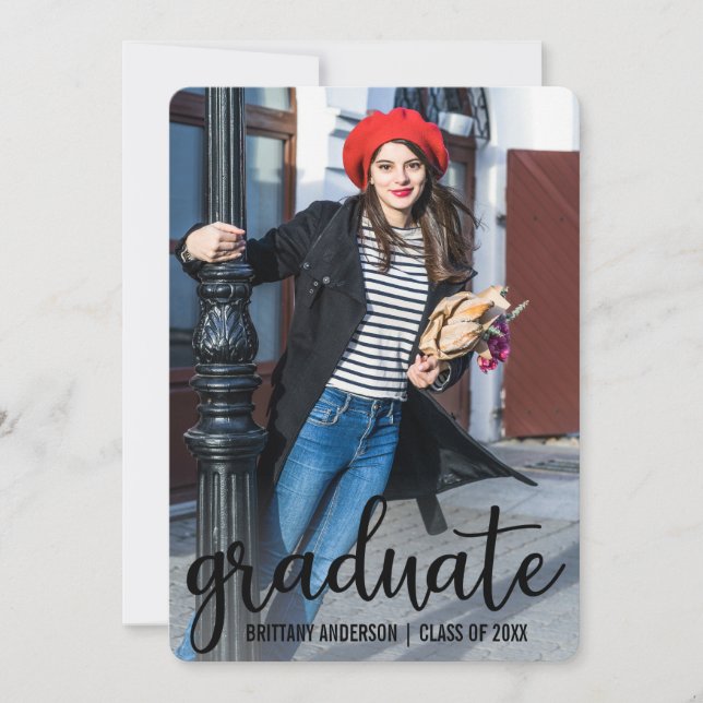 Invitación de Graduación de Guión Moderno Tarjeta  (Anverso)