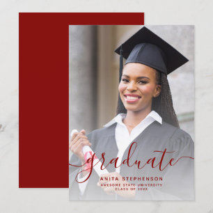 Invitación de Graduación de Guión Rojo Foto person