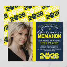 Invitación de graduación de impresión de hojas de
