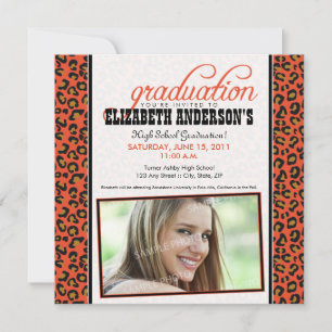 Invitación de graduación de impresión de leopardo