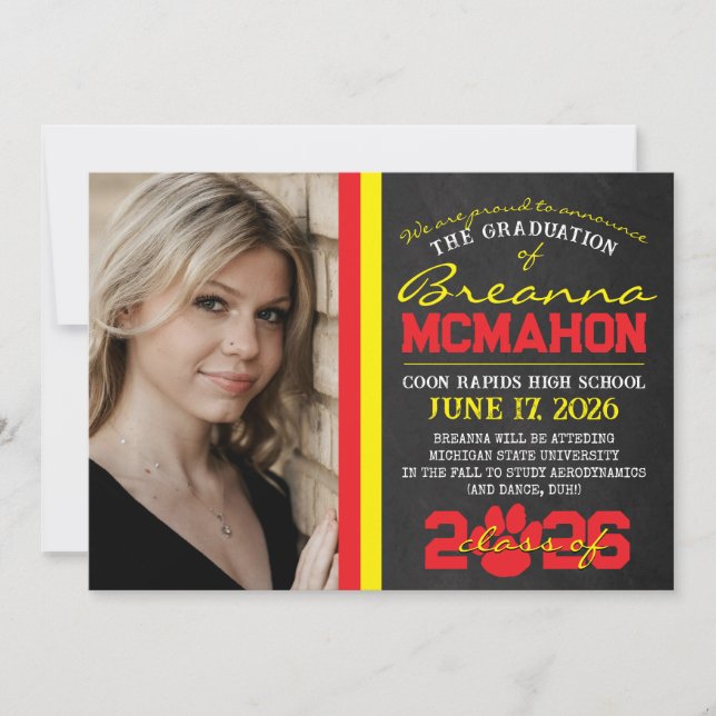 Invitación de graduación de impresión de pintura r (Anverso)