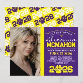 Invitación de graduación de impresión de púrpura y