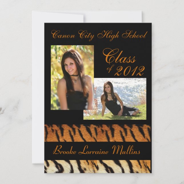 invitación de graduación de impresión de tigre (Anverso)