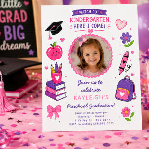 Invitación de graduación de jardín de infancia ros