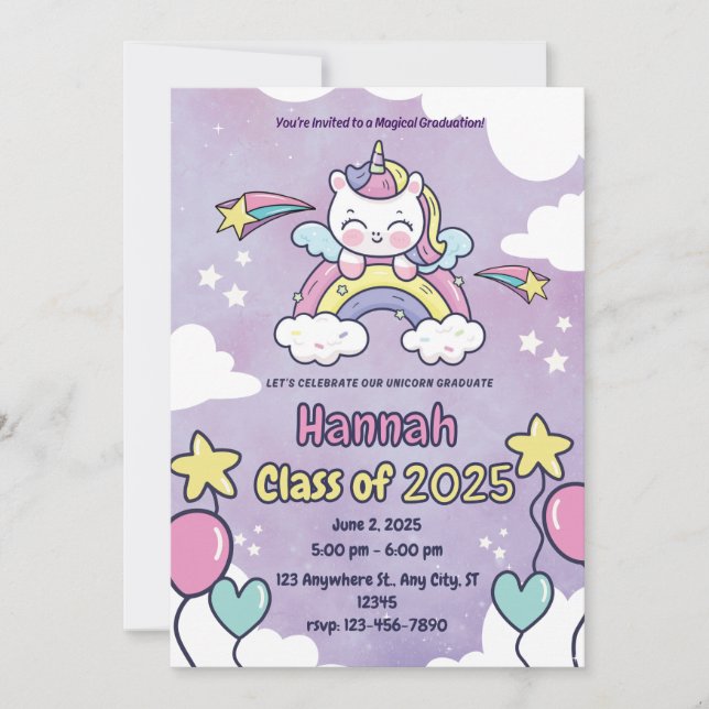 Invitación de Graduación de Jardín de Infancia Uni (Anverso)