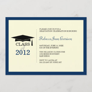 invitación de graduación de la capa azul marino