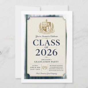 Invitación de graduación de la clase preppy clásic