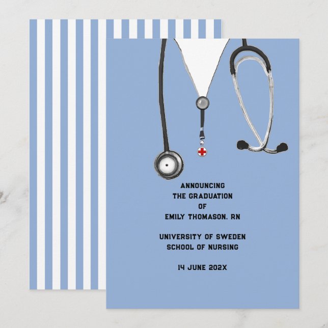 Invitación de graduación de la escuela de enfermer (Anverso / Reverso)