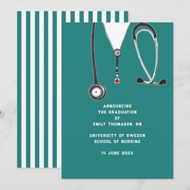 Invitación de graduación de la escuela de enfermer (Anverso / Reverso)