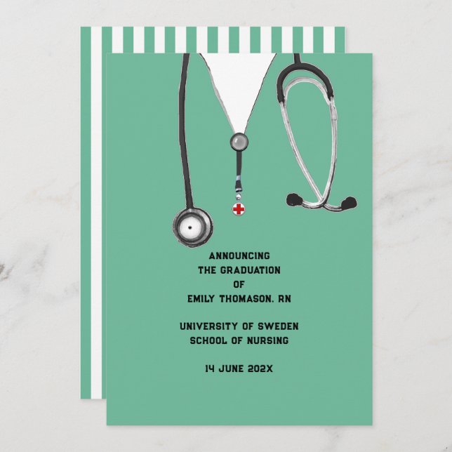 Invitación de graduación de la escuela de enfermer (Anverso / Reverso)