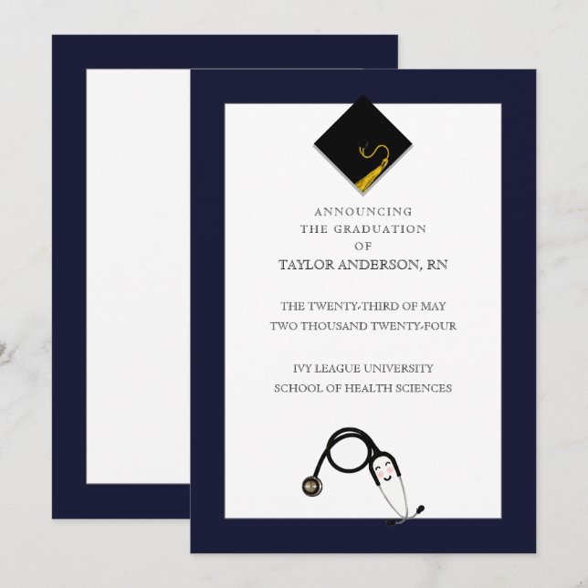 Invitación de graduación de la escuela de enfermer (Anverso / Reverso)