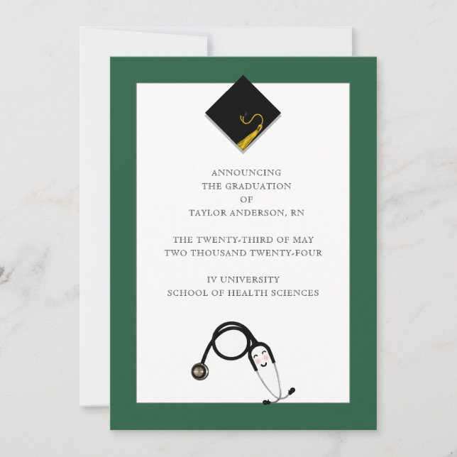 Invitación de graduación de la escuela de enfermer (Anverso)