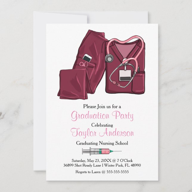 Invitación de graduación de la escuela de Enfermer (Anverso)