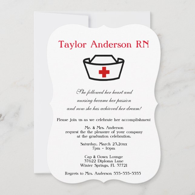 Invitación de graduación de la escuela de Enfermer (Anverso)